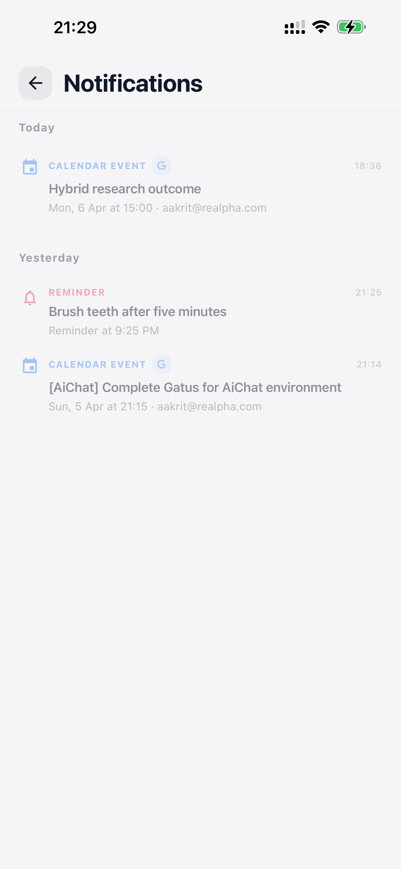 Murmur reminders and daily routine settings for an evening review